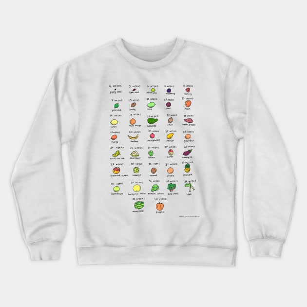 Baby size chart - fruit and veg Crewneck Sweatshirt by JennyGreneIllustration